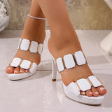 10 High Heels Platform Sandals Women 2026 Summer Metal Decor Stiletto Heel Party Shoes Woman Elegant Pointed Toe Sandles 35-41