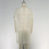 Sexy Short Sleeve Hollow Out Crochet Knitted Tunic Beach Cover Up Cover-ups Beach Dress Beach Wear Beachwear Female Women K6686