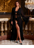 White Mesh Long Robe for Women Sexy See Through Sleepwear Plus Size Ruffled Belted Nightgown Lingerie
