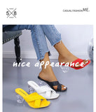 Transparent Strange High Heels Sandals Women Summer  Plus Size Weave Female Slippers Fashion Yellow Open Toe Slides