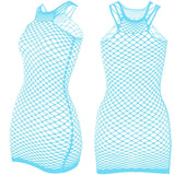 Fishnet Women Sexy Beach Cover Up Dress Women Stretch See Through Sleeveless without Bikini Swimsuit Cover up Mini Beachwea