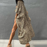 17 Colors Leopard Printed Colorful With Belt Tunic Cover-ups Beach Dress Beach Wear Beachwear Female Women Beach Cover Up V4510L
