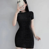 Nightclub High WOMENGAGA Waist Women Slim Mini Dress T Shirt Thin Hot Sexy Korean Women Tops Transparent Summer Fashion 6A26