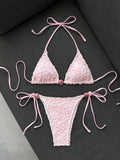 Sexy Yellow 3D Flower Micro Bikini 2026 Women Hole Out Stone Strap Push Up Bra Thong Swimsuit Holiday Bathing Suit Swimwear