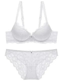 Hollow Lace Floral Sexy lingerie set Bow Padded Push Up women's bra Suitable for Small Busts sexy bras and panties