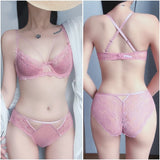 Sexy Lace Bra Set Large Breasts Ultra Thin Full Coverage Push Up Effect Big Cup Supporr Detachable Straps Pure Sensual Underwear