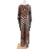 Sexy Zebra Printed V Neck Tunic Beach Cover Up Cover-ups Beach Dress Beach Wear Beachwear Beach Long Dress Female Women V4159