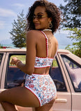 New Sexy Bikinis Print Swimsuits Women's Swimwear Push Up Female Beach Swim Wear Bathing Suits High Waist Bikini Set Pool Bather