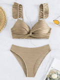 Wrinkled Ruffle Frilled Bra Cup Bikinis 2026 Female Swimsuit Women Swimwear Two Pieces Bikini Set Push Up Beachwear Bathing Suit