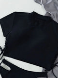 High Neck Bikini 2026 Women Swimsuit Solid Drawstring Swimwear Female Beachwear Bathers Bathing Swimming Suit Summer