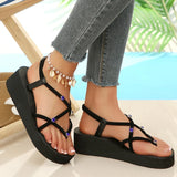 Lightweight Crystal Wedges Rome Sandals Women Plus Size 42 Thick Sole Eva Summer Sandles Woman Non Slip Platform Beach Sandles
