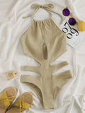 2025 New Sexy Halter Women Swimwear One Piece Swimsuit Female Hollow Out Monokini Bather Bathing Suit Summer Beach Wear Bodysuit