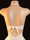 Bold Crotchless Underwear Set Lace See-through Bra One-Piece Underpants With Thigh Stockings Intimate Lingerie Delicate Bodysuit