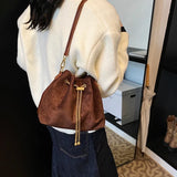2026 Soft Commuting Crossbody Bags Faux Suede Sewing Hot Sale Bags for WomenThread Solid Color String Women's Handbags