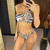 Sexy One Shoulder Underwired V-Bar Bikini Female Swimsuit Women Swimwear Two-pieces Bikini Set Bather Bathing Suit Swim V4229