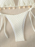 Sexy Bikini Set Shell Designer Swimsuit 2025 White Black Push Up Micro Bikinis Summer Bathing Suit Tie Side Triangle Swimwear