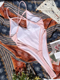 Sexy Extreme G String Thong Women Ribbed Swimwear One Piece Swimsuit Female Cross Backless Monokini High Cut Bathing Suit Swim