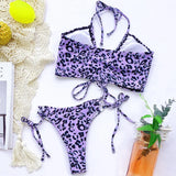Sexy High Cut Leopard Bikini Women Thong Swimwear Female Swimsuit Two-pieces Bikini set Lace Up Bather Bathing Suit Swim Lady