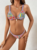 Swimming Suit for Women Bikini Set 2026 Sexy Boho Style Geometric Ethnic Print Swimsuit Beach Bathing Suit Thong Micro Swimwear