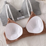 Women Cotton Bra And Panties Set Low Rise Briefs Panties Non-Wire Vneck Bras Sexy Lingerie Push Up Brassiere Female Underwear