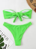 Contrast Binding Bandeau Bikinis 2026 Women Sexy Swimsuit Solid Padded Swimwear Female Bathing Suit Swimming Summer Beachwear