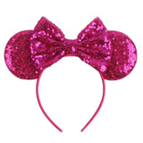 Disney Mickey Mouse Ears Leopard Print Headbands for Girls Baby Women Sequins 5"Bows Hair Accessories Adults Hairbands Kids Gift