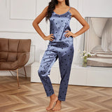 Ladies Heart Print Pajama Set Sexy V Neck Cami Top & Elastic Waistband Pants Pyjama 2 Pieces Women's Sleepwear & Loungewear Pjs