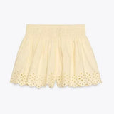 Foridol Cotton Shorts Set Women's Two Pieces Set  Outfits Hollow Out Embroidery Summer Casual Outfits Matching Set 2025