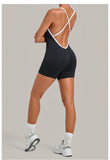 Women's Seamless Yoga Jumpsuits Fitness Sports Gym Hip-lifting Sleeveless One-piece Backless Workout Training Shorts Jumpsuit