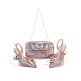 doershow hot selling Italian Shoes And Bag Sets For Evening Party With Stones Italian Leather Handbags Match Bags!  HWS1-8