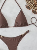 Triangle Halter Thong Bikinis 2026 Women Sexy Swimsuit Solid String Swimwear Female Bathers Bathing Swimming Swim Suit Beachwear