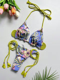 2026 Sexy Leopard Print Swimwear Women'S Split Bikini Set Woven Rope Strap Fringe Beach Women'S Two-Piece Swimsuit Bathing Suit