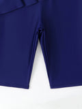 Short Sleeves Two Pieces Swimsuit Women 2026 Zipper Swimwear Female Solid Beach Dress Bathers Bathing Swimming Swim Suit