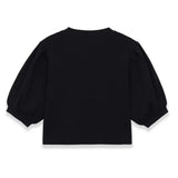 Fashion Casual Round-neck Puff Sleeve Knitted Top Women Black Puff Sleeve Knit T Shirt Crew Neck Short Sleeved Casual Top 99K0