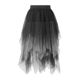 Women's Irregular Tulle Long Skirts Elastic High Waist Layered Mesh Tutu A-line Skirts Bohemian Korean Fashion Y2K Skirts