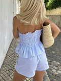 Women's Set Casual Simple Tube Top Fungus Edge Shorts Set Women's Summer Two Piece Sets Womens Outifits Shorts Women