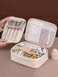 New PU leather makeup bag with large capacity, portable, and high-end outdoor feel, layered and multi-layer waterproof makeup ca