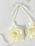 XS - L Halter 3D Flower Bikini Women Swimwear Female Swimsuit Two-pieces Bikini Set High Cut Bather Bathing Suit Swim Beachwear
