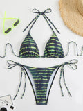 2026 Halter Triangle Bikinis Printed Swimsuit Women Sexy String Swimwear Female Bathers Swimming Bathing Swimming Swim Suit