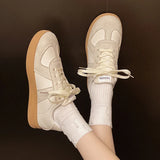 Silver Patchwork Platform Sneakers Women Thick Bottom Lace Up German Training Shoes Woman Spring Autumn Korean Non Slip Flats