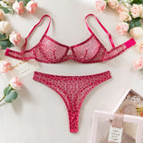 Leopard Printed See Through Bra and Panty Set Women Sexy Lingerie Ultra-thin Transparent Underwear Intimate Sleepwear
