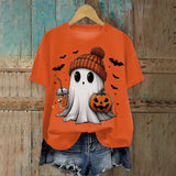 Cute Printed Halloween Shirt For Women Funny Crew Neck Short Sleeve Clothes Top Tee Shirts Halloween Cosplay Tops Humor T-Shirt