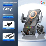 696 Car Holder With Dual Motor Electric Rotating Opening Closing Mobile Phone Holder Wireless Fast Charging Car Phone Bracket