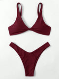 ZTVitality Solid Tie Sexy Bikini 2021 Hot Sale Padded Bra High Leg Bandage Push Up Bikini Set Brazilian Swimsuit Women Swimwear