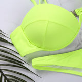 Women Push Up Two Piece Bikini Swimsuits Solid Color Bra Padded Swimwear Bathing Suit