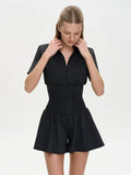 FDYOUI New 2026 Summer Zip-up Corset Playsuits Women Casual Short Sleeve Sports Fitness Overalls One Piece Tunics Yoga Bodysuit