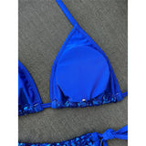Sequins Halter Bikini Female Swimsuit Women Swimwear Two-Pieces Bikini Set High Cut Leg Padded Bather Bathing Suit Swim V8302