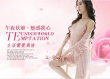 TJ large size see-through suspender sexy temptation lace nightgown temptation mesh pajamas