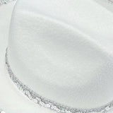 Women Shiny Sequined Wide Brim Cowboy Hat Western Style Sun Cap for Club Party
