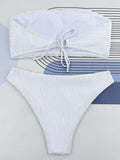 2025 Sexy Bandeau Strapless Wrinkled Bikini Women Swimwear Female Swimsuit Two-pieces Bikini set Bather Bathing Suit Swim Lady